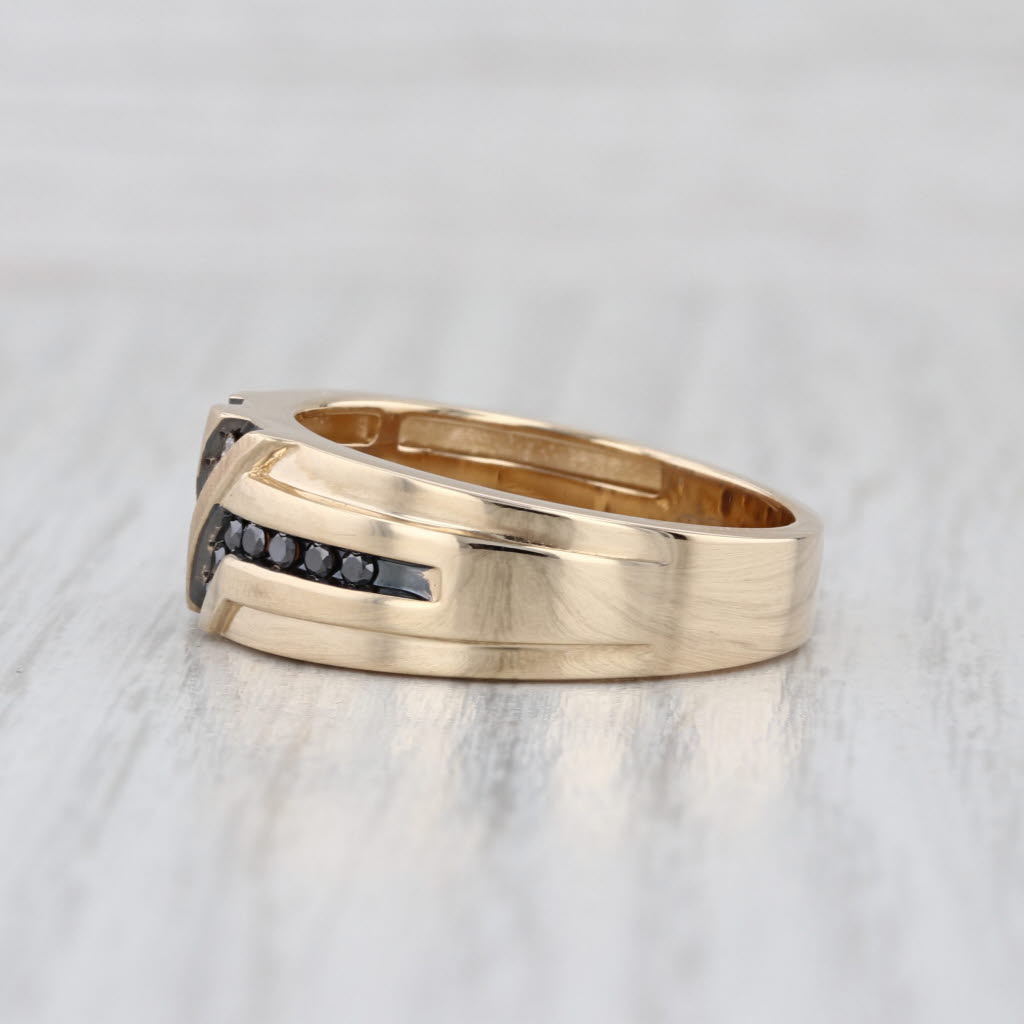 New 0.27ctw Champagne Brown Black Diamond Ring 10k Yellow Gold Size 9.75