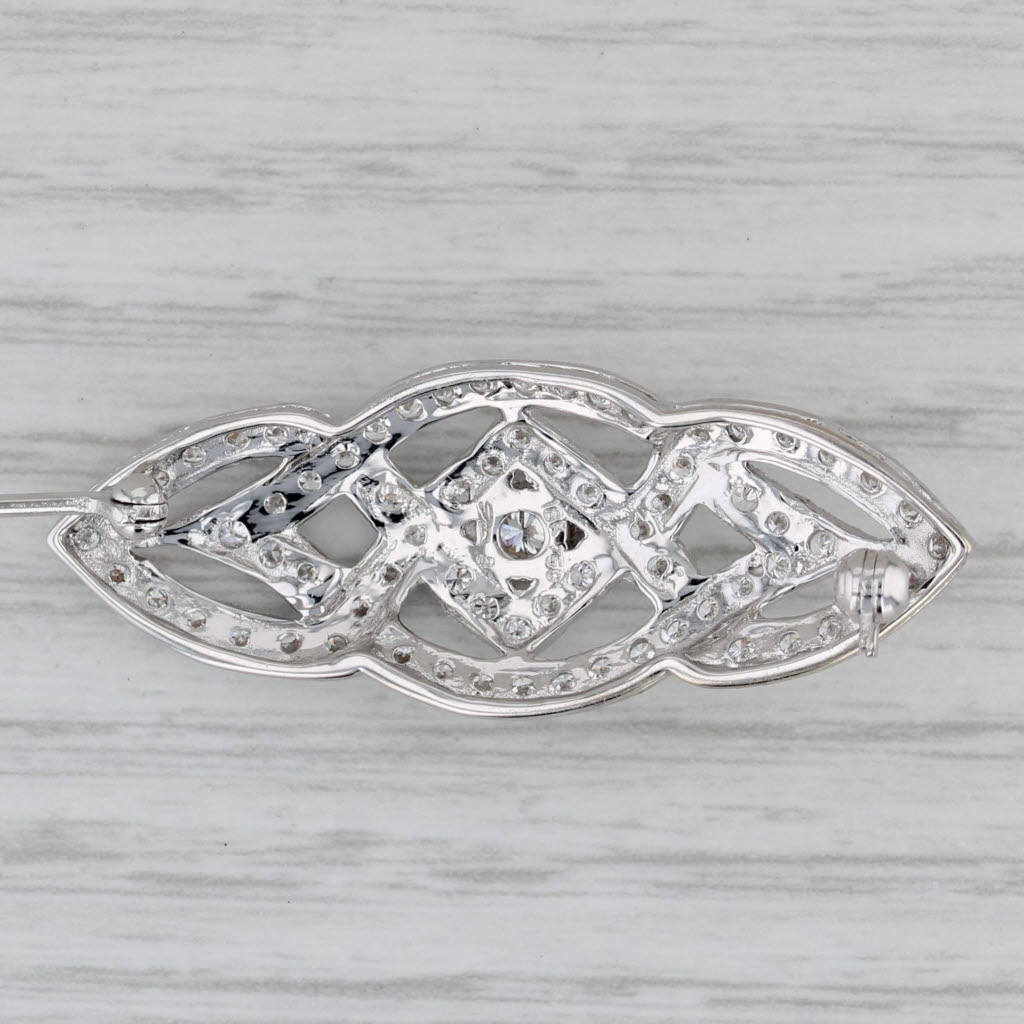 Gray Vintage 1.21ctw Diamond Open Knot Work Brooch 18k White Gold Pin