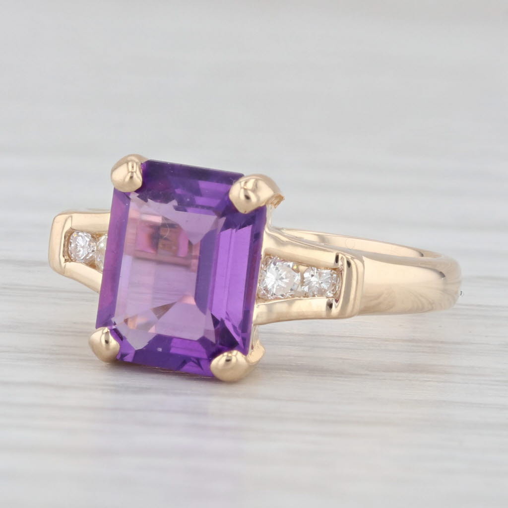 Light Gray 2.05ctw Amethyst Diamond Ring 14k Yellow Gold Size 5.5