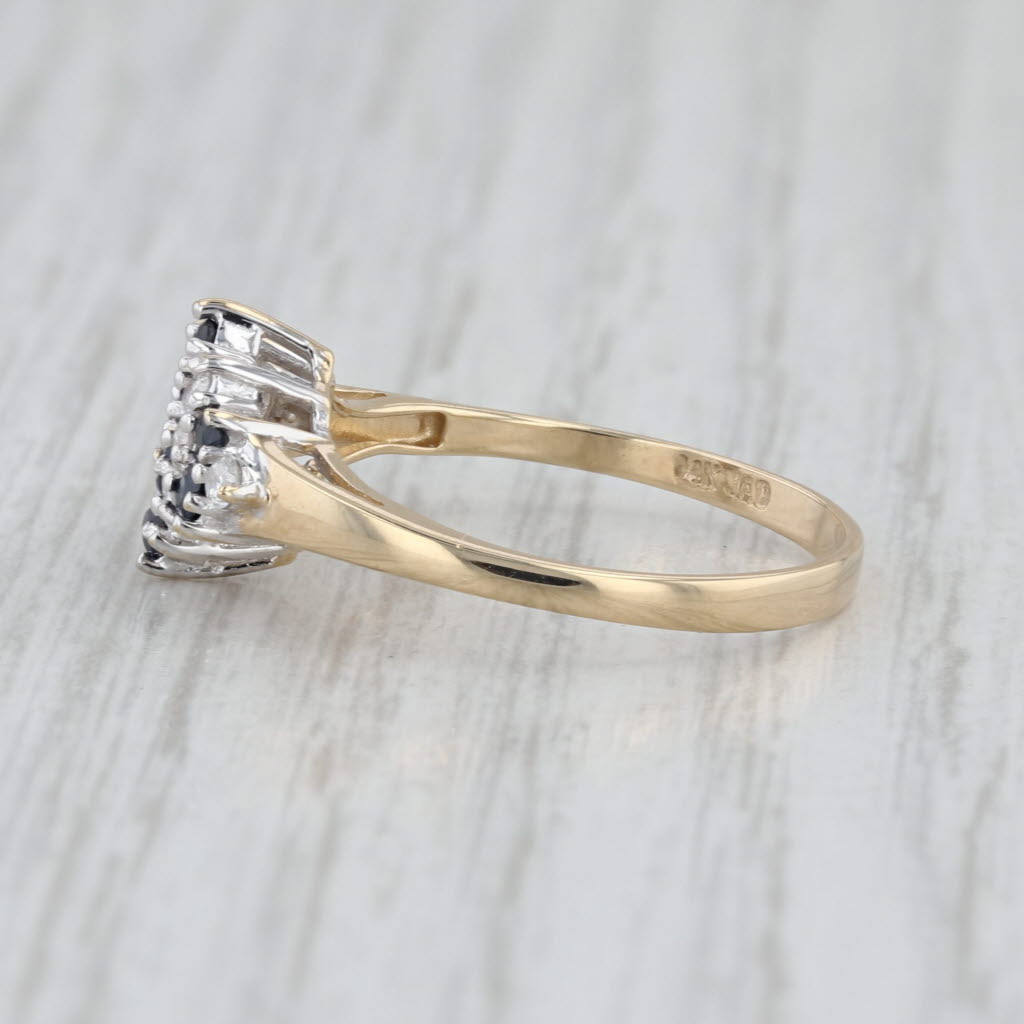 0.47ctw Blue Sapphire Diamond Cluster Ring 14k Yellow Gold Size 7