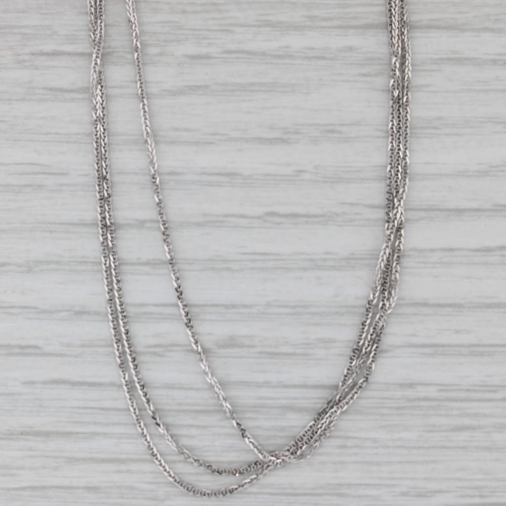 Gray 16" Wheat Chain Necklace 18k White Gold 3-Chain Multi-Chain