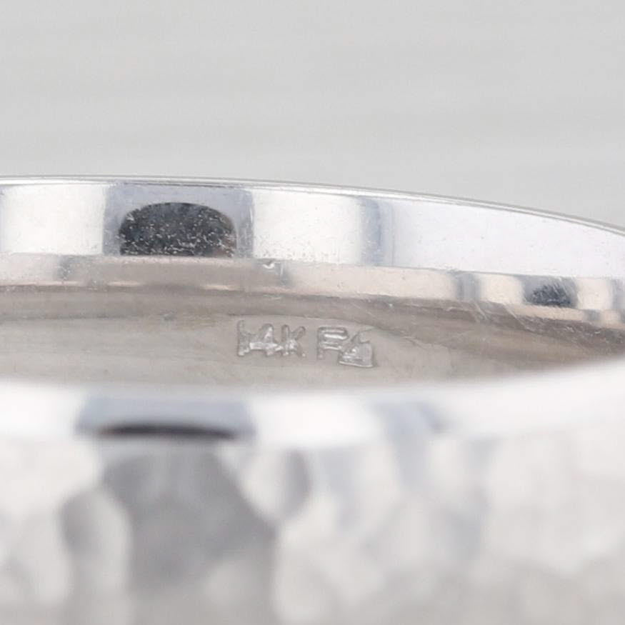 Light Gray Hammered Finish Men's Wedding Band 14k White Gold Size 10 Ring