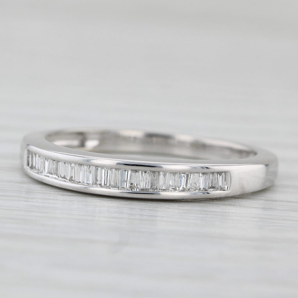 Light Gray 0.20ctw Diamond Wedding Band 14k White Gold Size 7 Stackable Ring