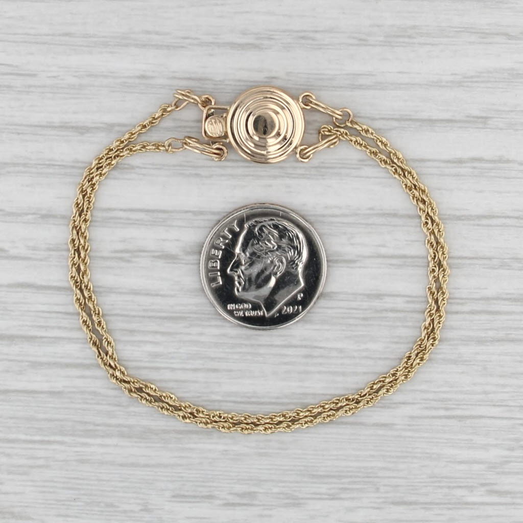 Double Rope Chain Slide Charm Starter Bracelet 14k Yellow Gold 6" 1.5mm