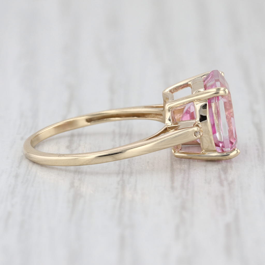 5.45ctw Pink Topaz Diamond Ring 10k Yellow Gold Size 7.5