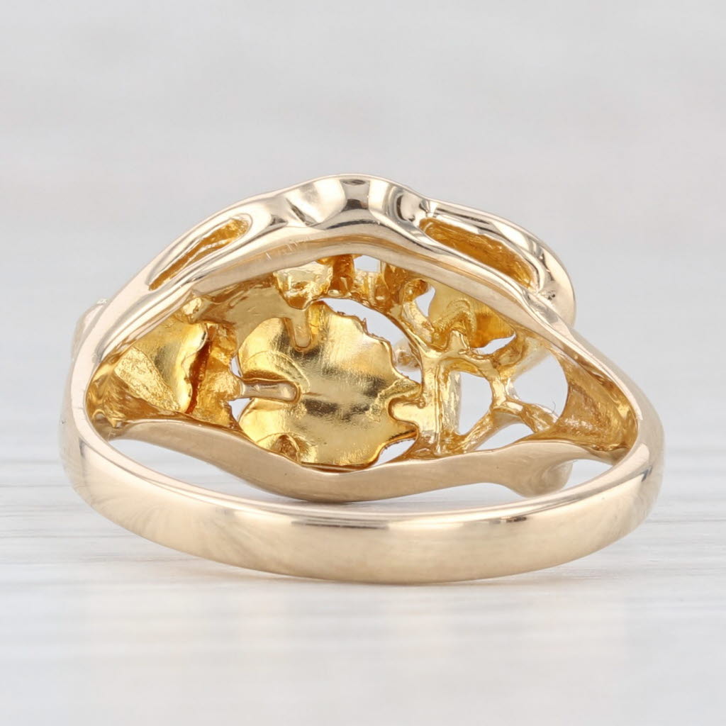 Light Gray Landstrom's Black Hills Gold Floral Leaf Ring 10k Yellow Rose Green Gold Sz 8.5