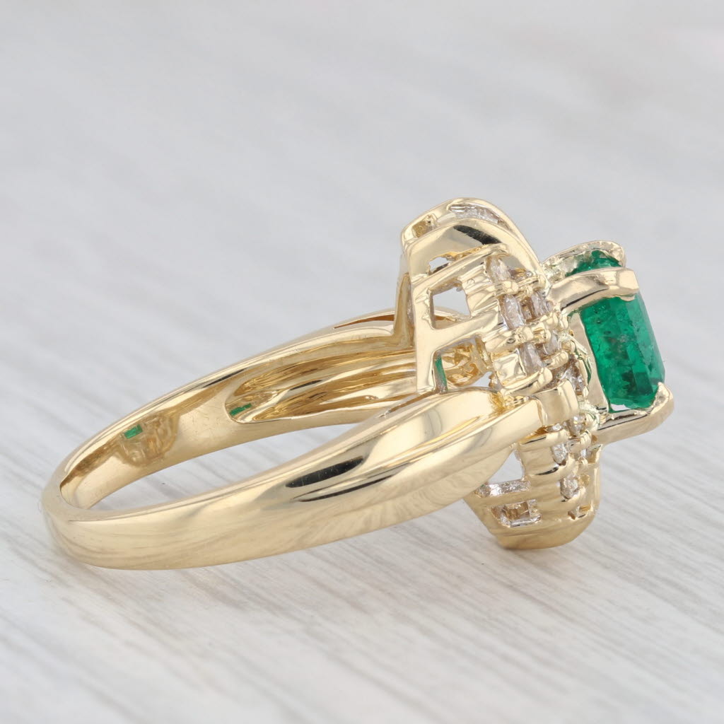 Light Gray 2.16ctw Emerald Diamond Halo Ring 18k Yellow Gold Size 8 Cocktail