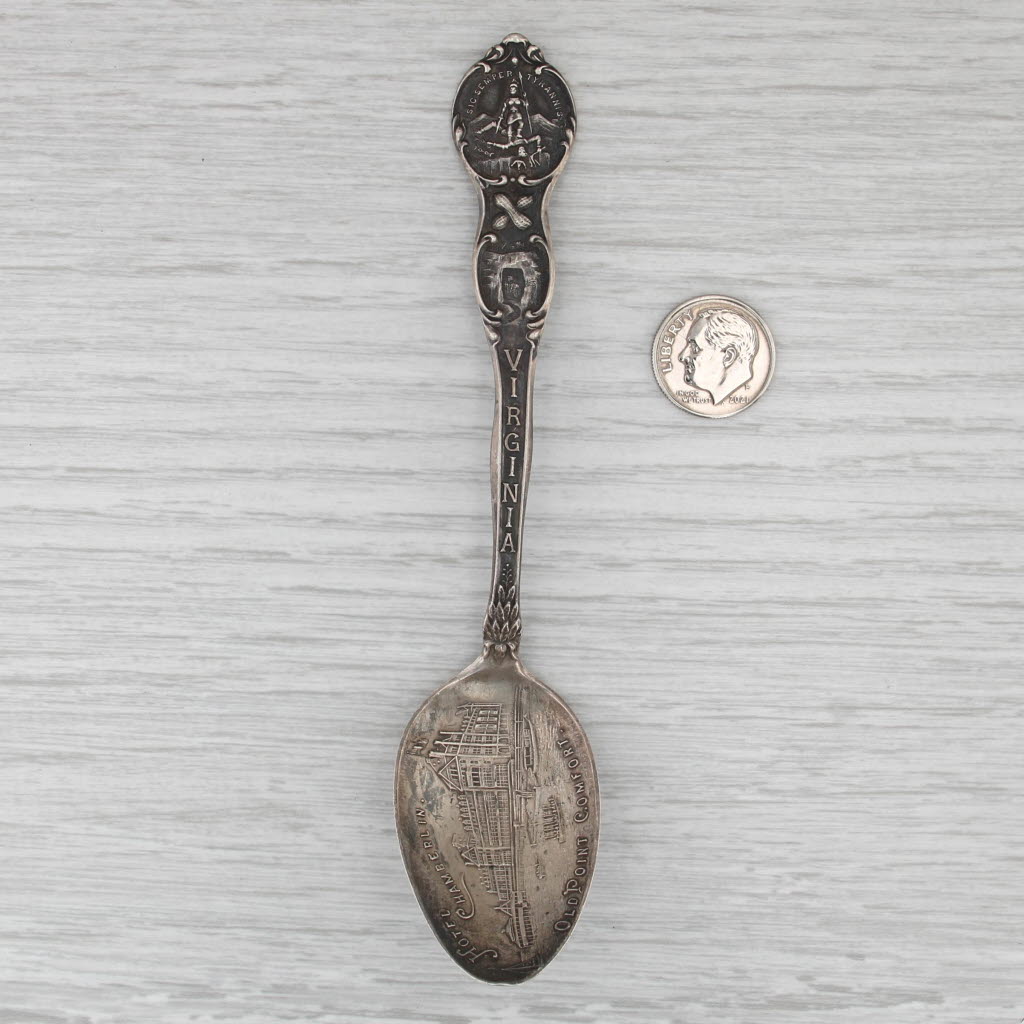 Virginia Souvenir Spoon Sterling Silver Hotel Chamberlin Old Point Comfort