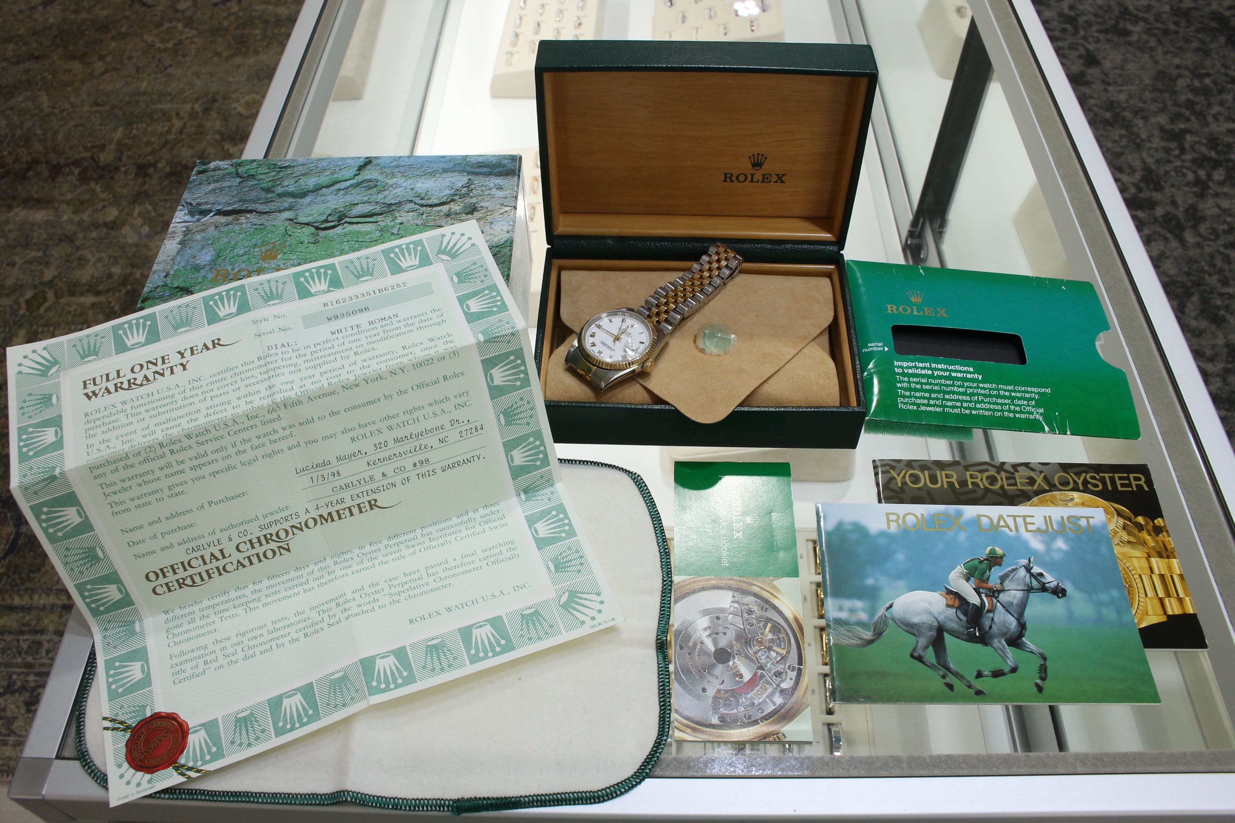 Vintage 1995 Rolex Datejust 16233 Mens 18k & Steel Automatic Watch w Box Papers