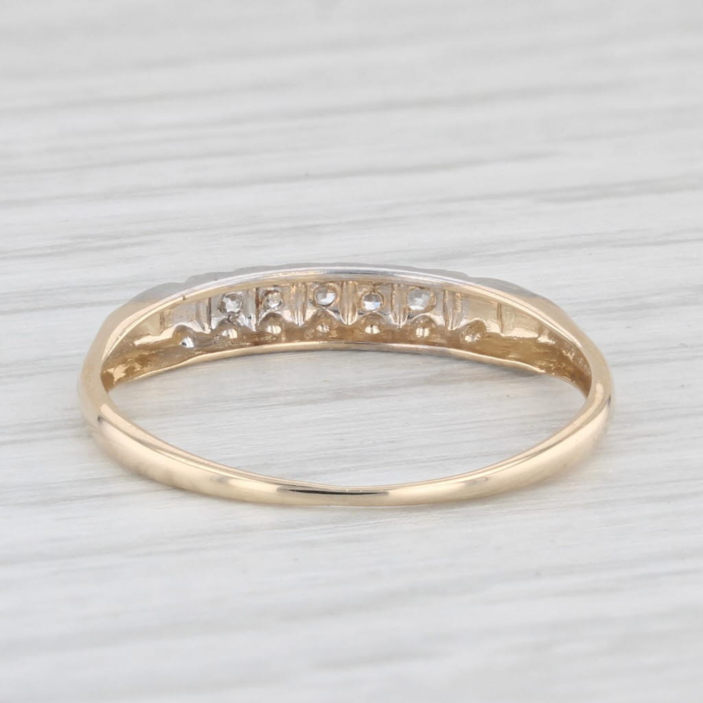 Light Gray Vintage Diamond Wedding Band 14k Yellow Gold Size 5 Stackable Ring