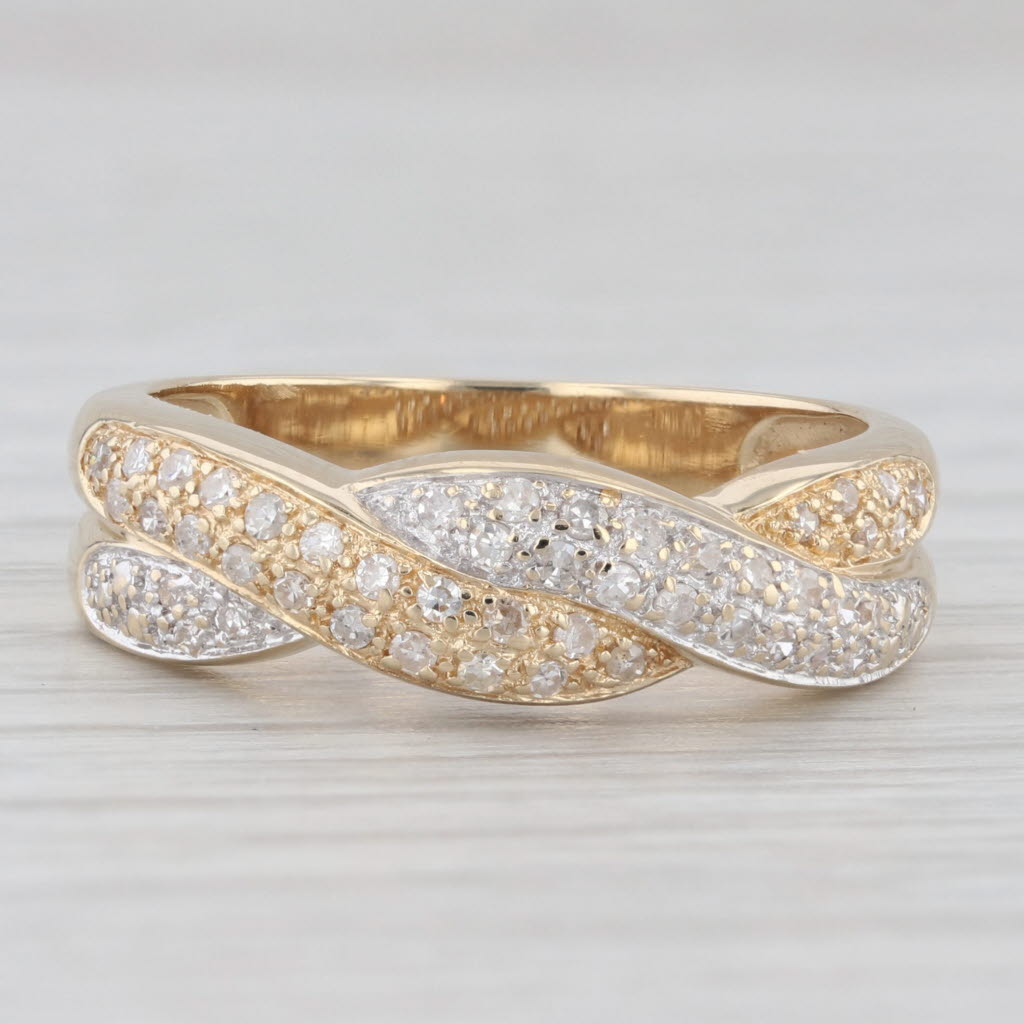 Light Gray 0.25ctw Yellow Gold Woven Ring 14k Wedding Anniversary Band Size 7.5-7.75