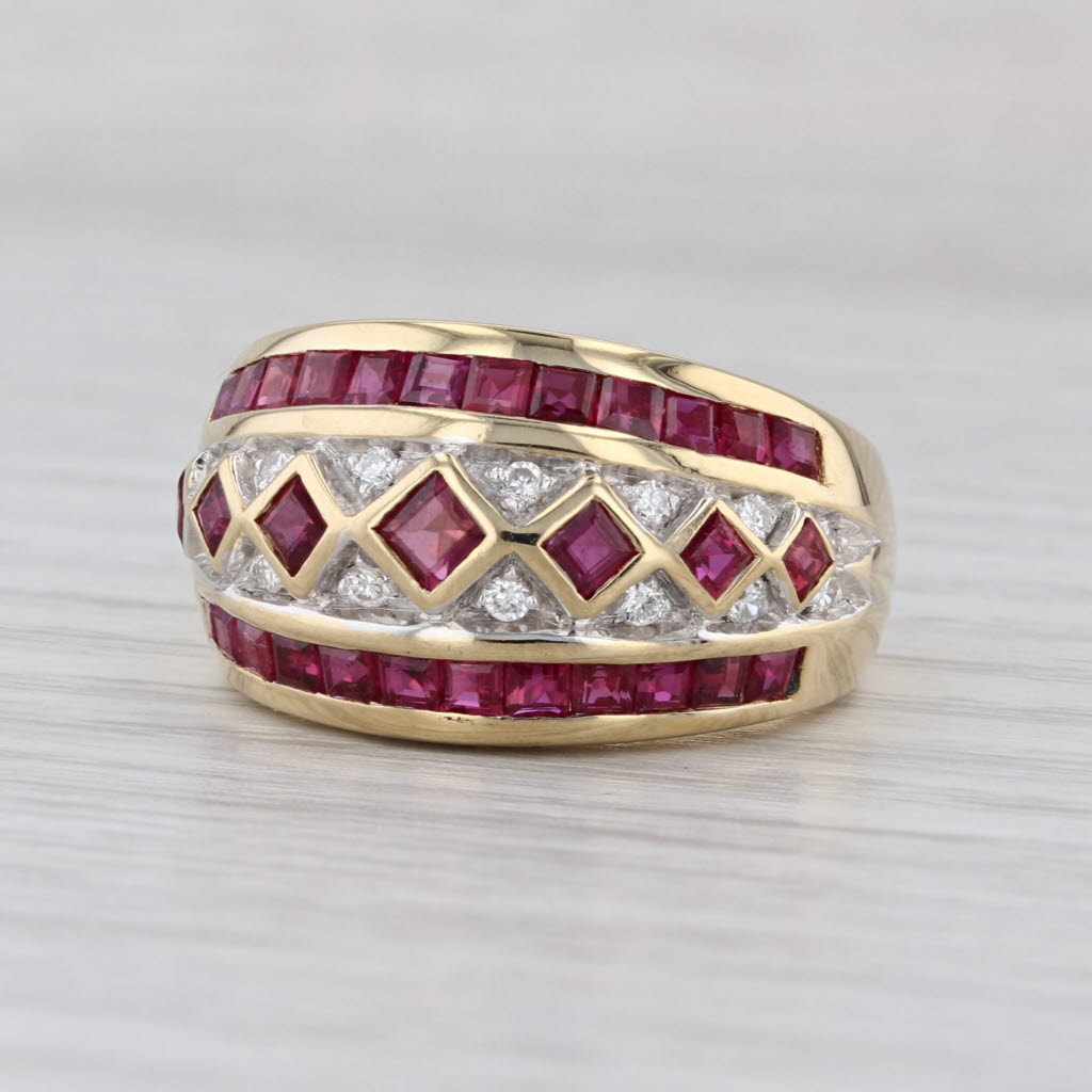 2.78ctw Ruby Diamond Domed Ring 18k Yellow Gold Size 8