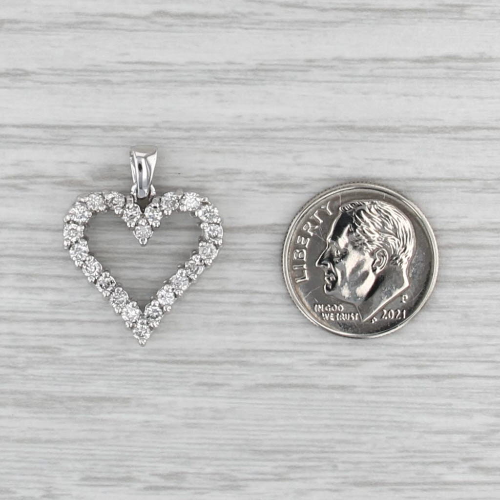 0.73ctw Diamond Open Heart Pendant 10k White Gold