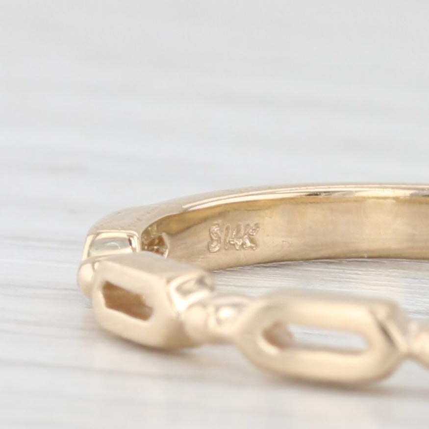 Light Gray Stackable Openwork Band 14k Yellow Gold Size 6.5 Ring