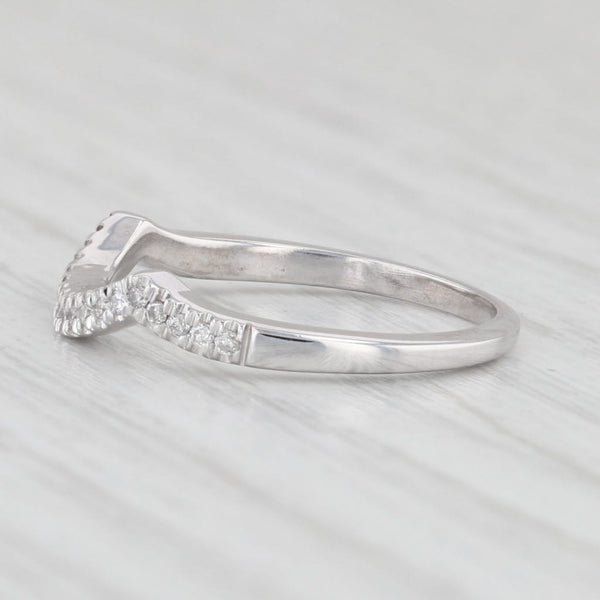 0.10ctw Contoured Diamond Wedding Band Guard 10k White Gold Size 5 Ring