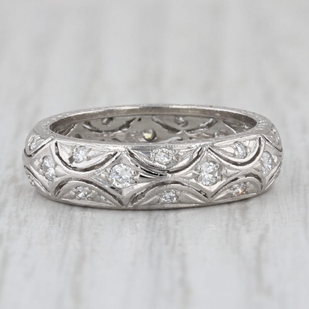 Vintage Diamond Wedding Anniversary Band Platinum Size 6.25 Stackable Ring