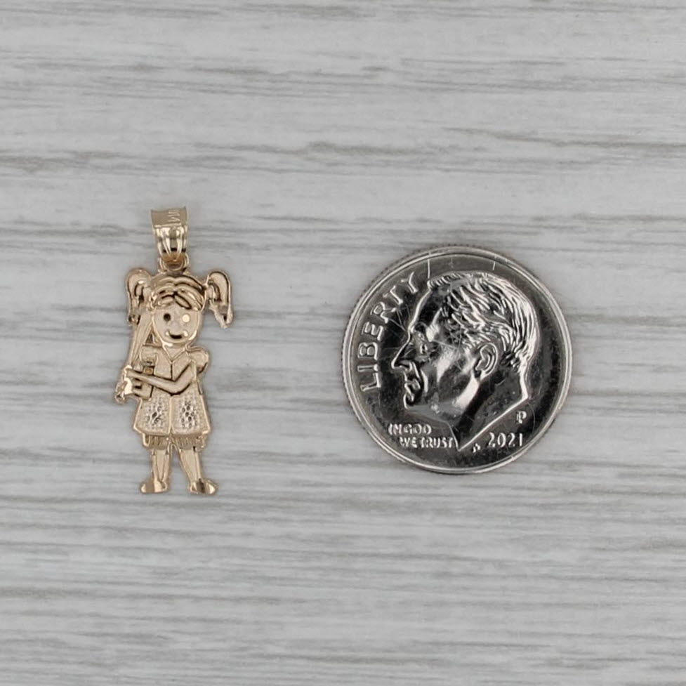 Girl with Baseball Bat Pendant 14k Yellow Gold