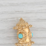 Gray Vintage Etruscan Style Ornate Lantern Charm 18k Yellow Gold Imitation Turquoise