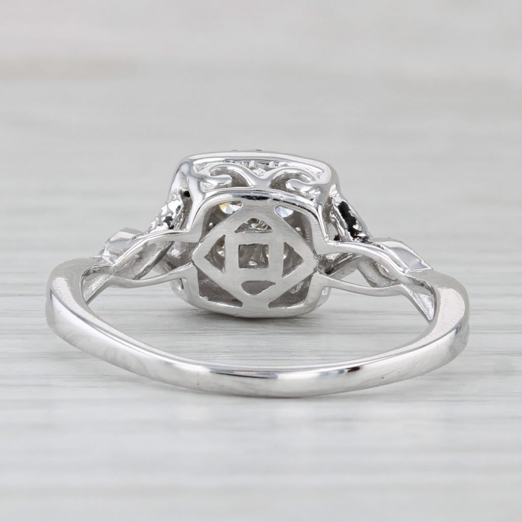 Light Gray 0.57ctw Round Diamond Halo Engagement Ring 14k White Gold Size 10