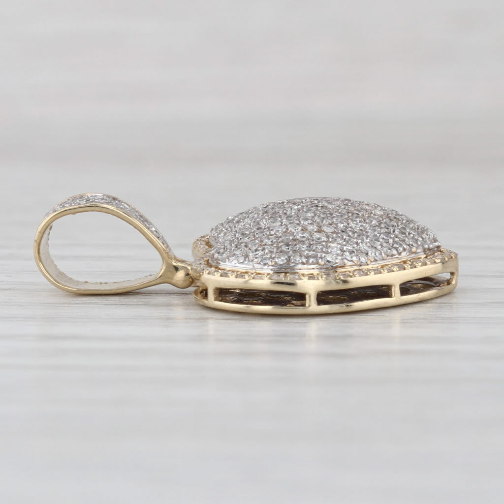 0.60ctw Diamond Pave Puffy Heart Pendant 14k Yellow Gold