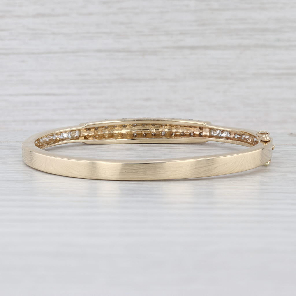 2.30ctw Diamond Bangle Bracelet 14k Yellow Gold Hinged Snap Clasp 6.75"