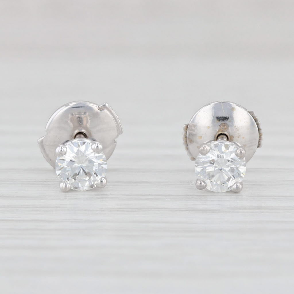 Light Gray 0.48ctw Round Solitaire Stud Earrings 14k White Gold