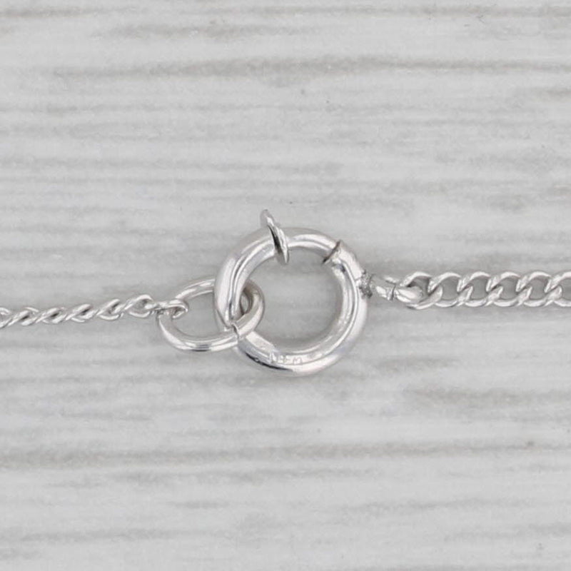 033ctw Diamond Open Heart Pendant Necklace 14k White Gold Curb Chain 18"