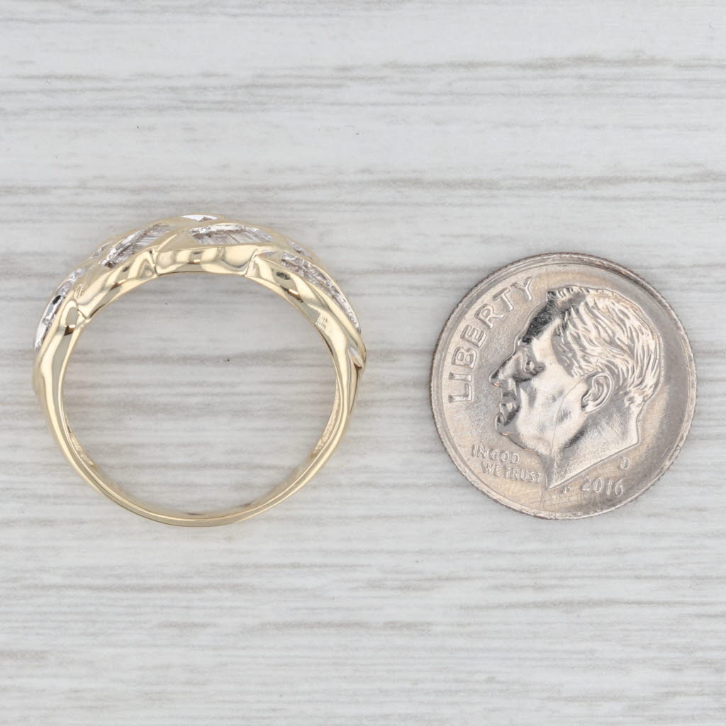 1ctw Diamond Woven Knot Work Ring 14k Yellow Gold Size 7.25