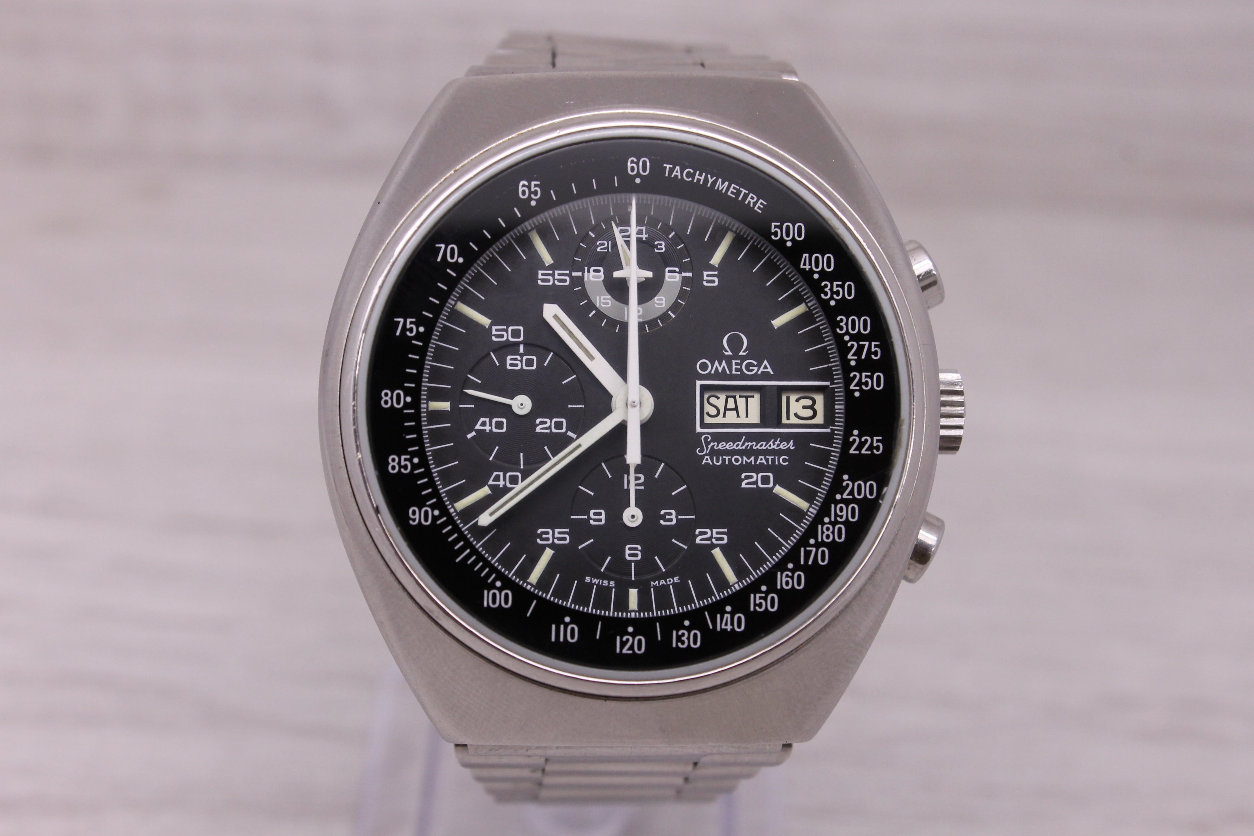 Dark Gray Vintage Omega Speedmaster Mark 4.5 Steel Automatic Chronograph Watch NEED TLC