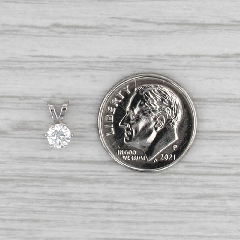 New 0.29ct Diamond Solitaire Pendant 14k White Gold 6 Prong Small Round Drop