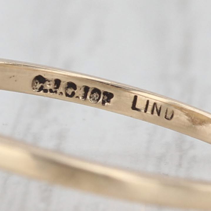 Round Cabochon Opal Cubic Zirconia Ring 10k Yellow Gold Size 8