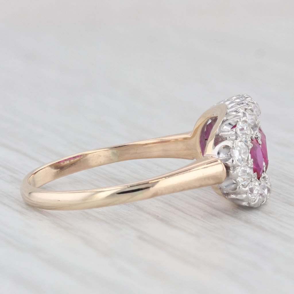 Light Gray 2.03ctw Vintage Ruby Diamond Ring 10k Yellow Gold Platinum Size 8.75