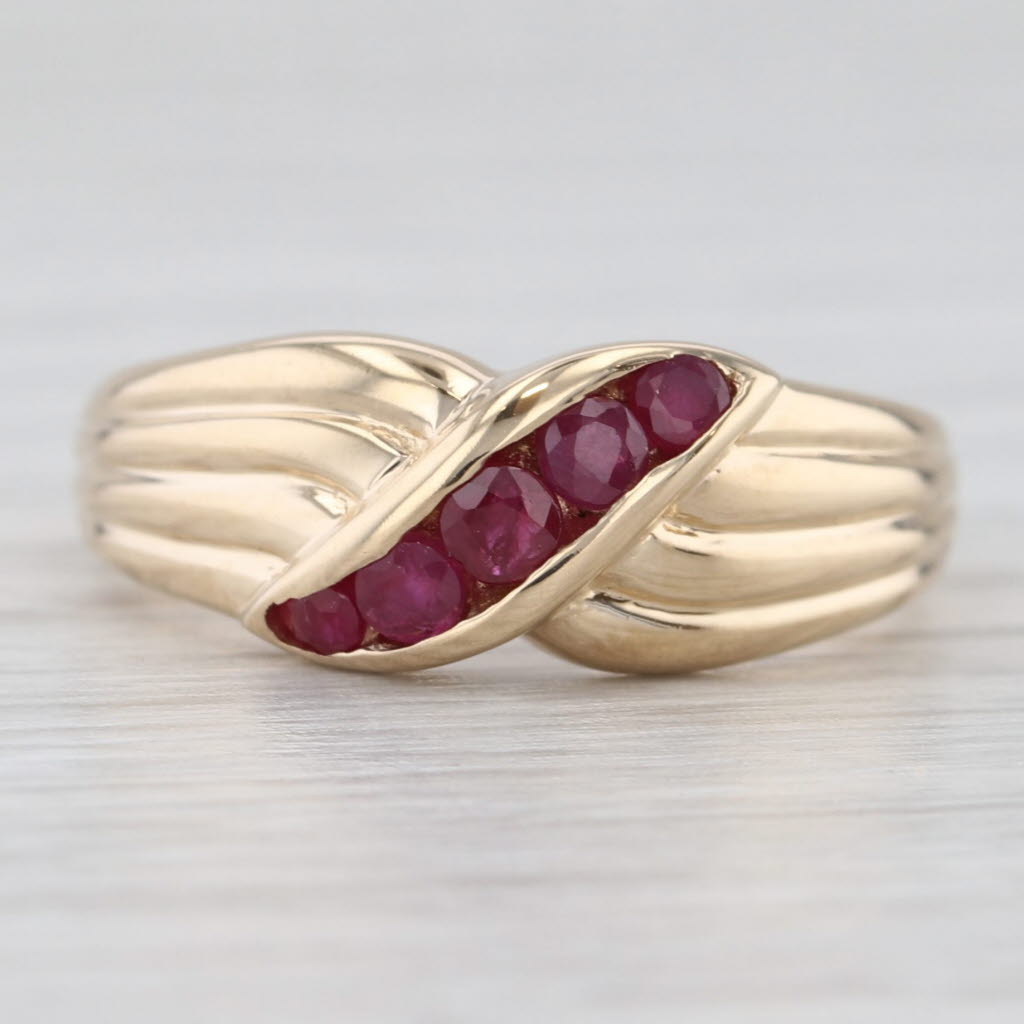 Light Gray 0.33ctw Ruby Overlay Bypass Ring 14k Yellow Gold Size 6
