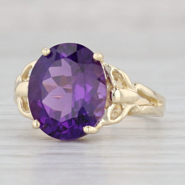 Light Gray 4.35ct Oval Amethyst Ring 14k Yellow Gold Size 6 February Birthstone