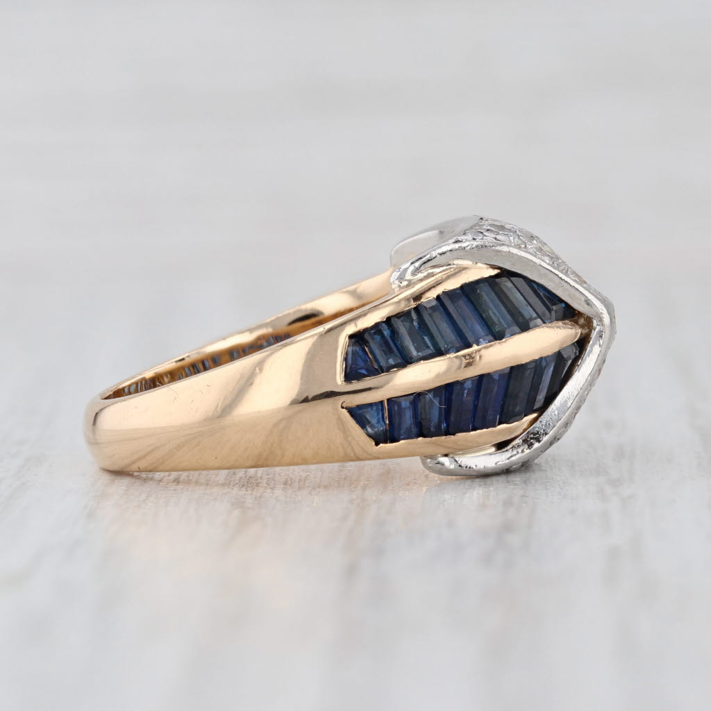 Unique 2.58ctw Diamond Blue Sapphire Ring 18k Gold Platinum Size 7.5 Hammerman