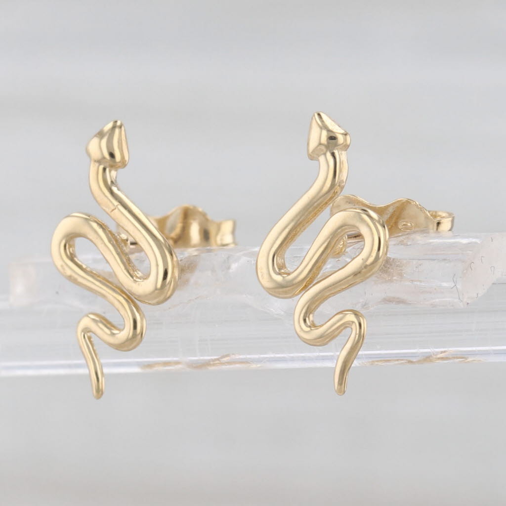 Slithering Snake Stud Earrings 18k Yellow Gold Studs