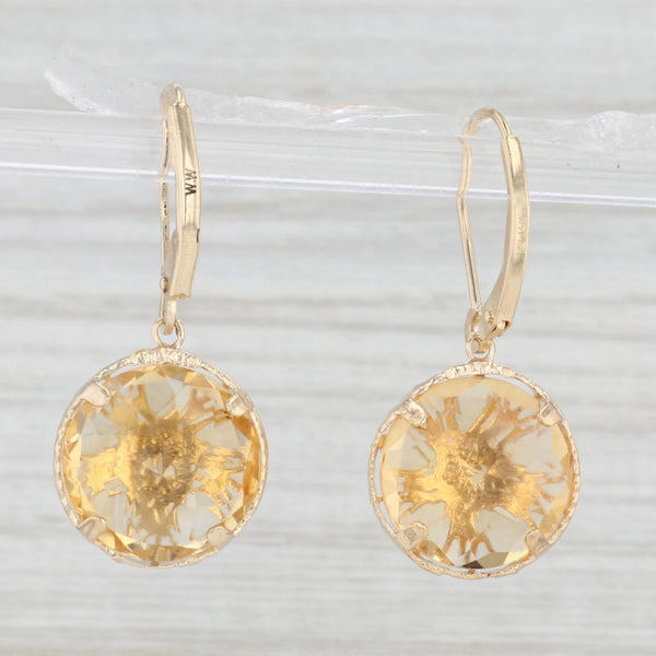 Light Gray 12.50ctw Orange Citrine Flower Dangle Earrings 14k Yellow Gold Leverbacks