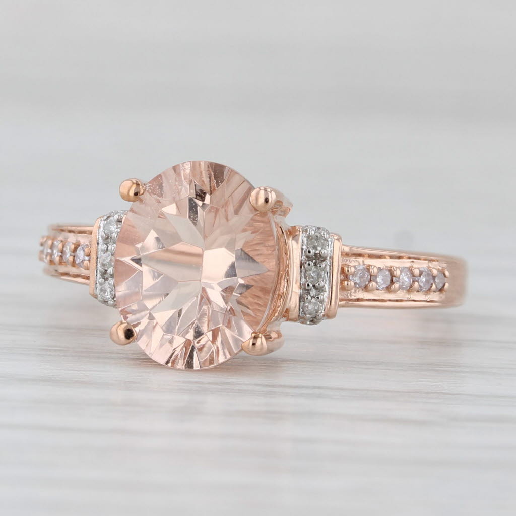 Light Gray 2.31ctw Oval Morganite Diamond Ring 10k Rose Gold Size 8