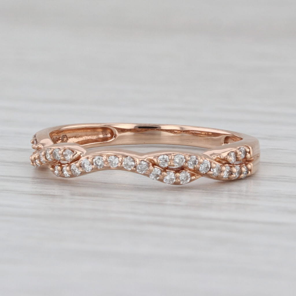 0.20ctw Diamond Contoured Woven Ring 14k Rose Gold Size 7 Stackable Band