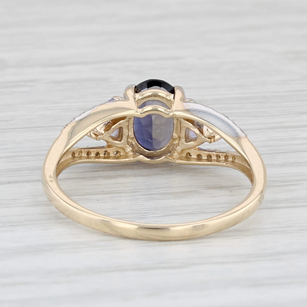 Light Gray 1.60ctw Iolite Tanzanite Diamond Ring 10k Yellow Gold Size 8.25