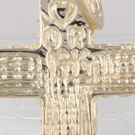 Small Cross Pendant 14k Yellow Gold Etched Pattern
