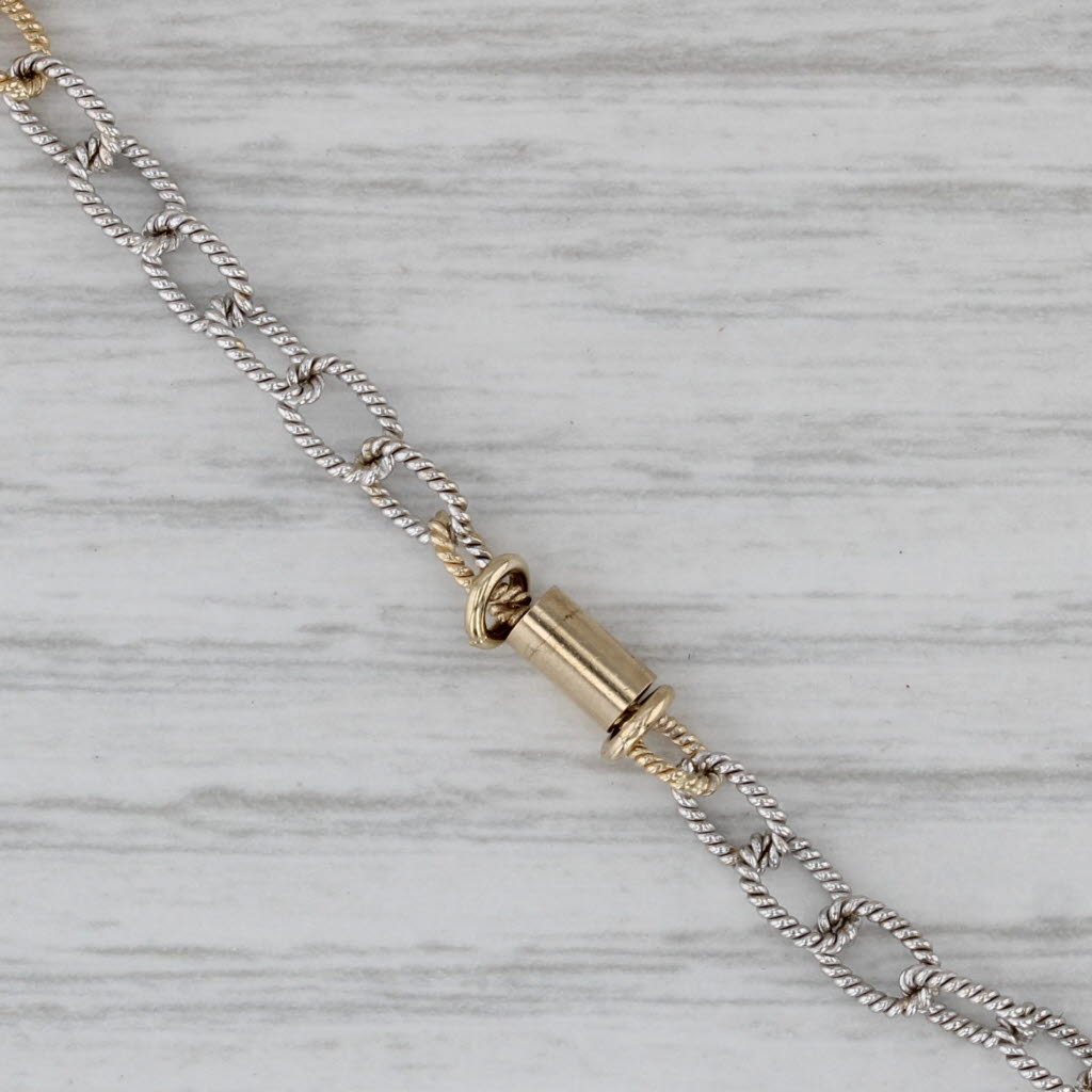 Gray 6 3/4" Cable Chain Tube Station Bracelet 14k White Yellow Gold