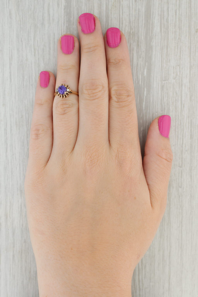 Gray 1.18ctw Lab Created Purple Sapphire Cubic Zirconia Ring 10k Yellow Gold Size 4.5