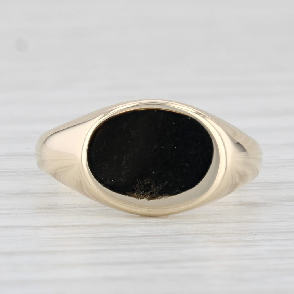 Light Gray Vintage Engravable Signet Ring 10k Yellow Gold Size 4.75 PSCo