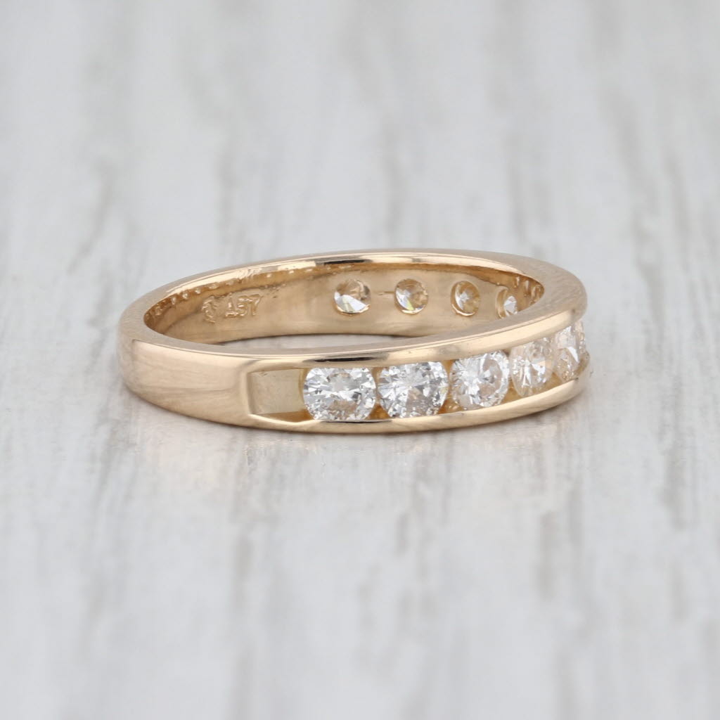 1ctw Channel Set Diamond Wedding Band 14k Yellow Gold Size 6 Anniversary Ring