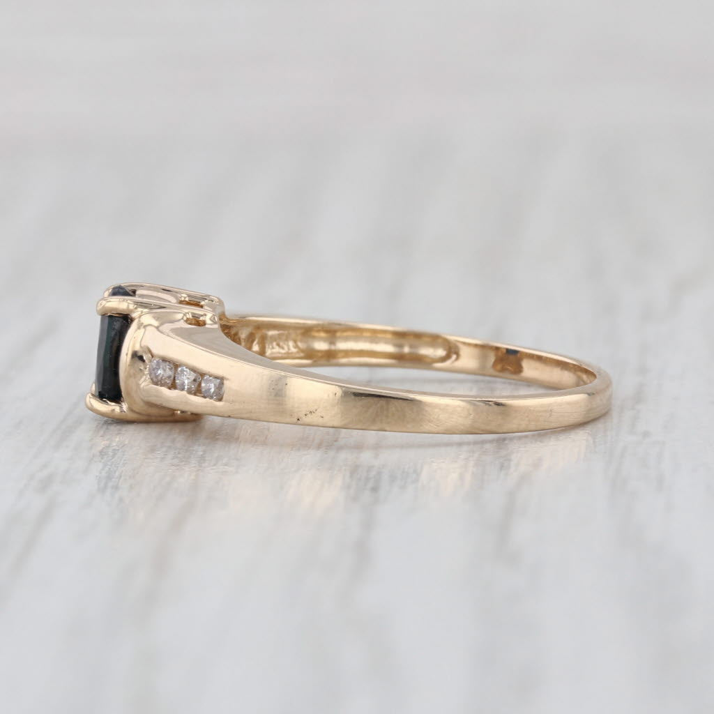 0.51ctw Blue Sapphire Diamond Ring 14k Yellow Gold Size 7