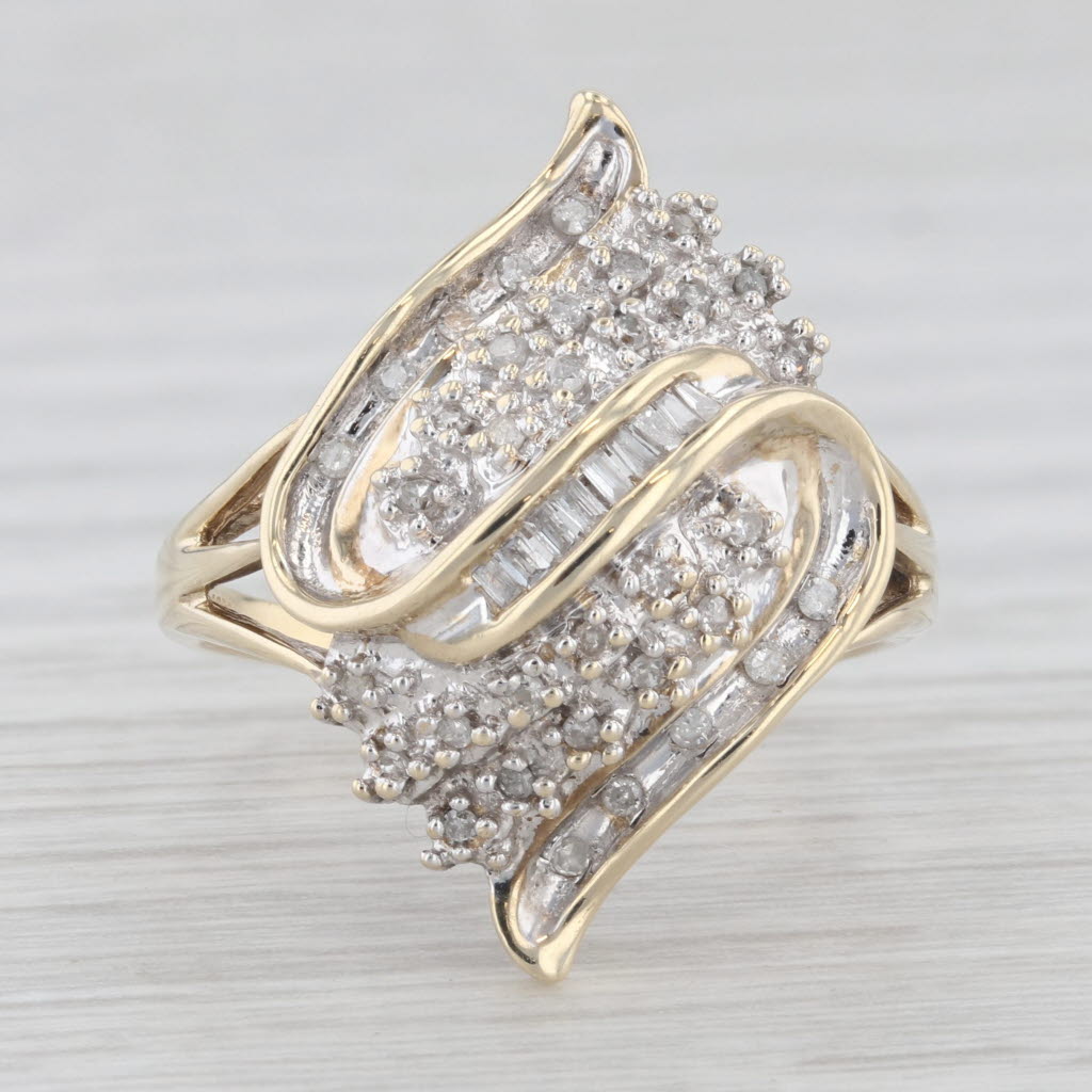 Light Gray 0.17ctw Diamond Cluster Ring 10k Yellow Gold Size 9.5