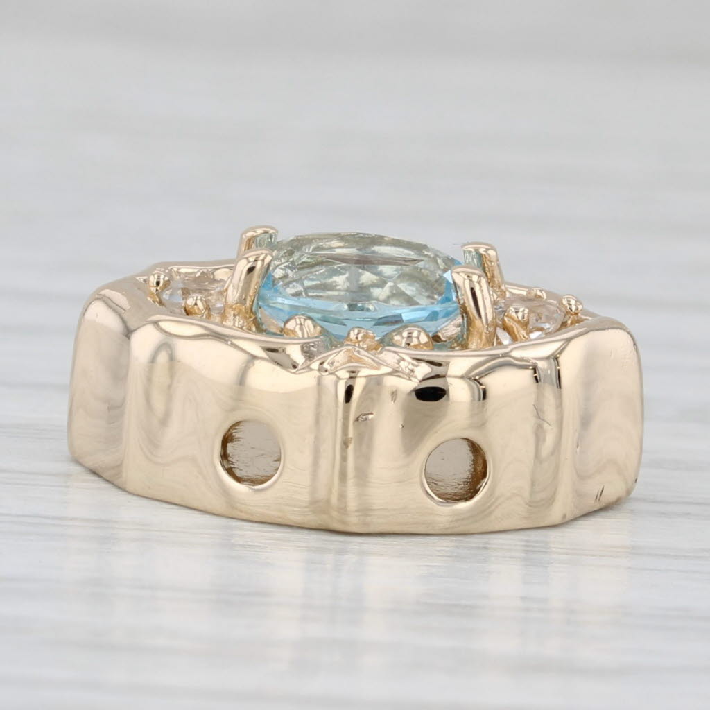 Light Gray 1.64ctw Blue Topaz Diamond Slide Bracelet Charm 14k Yellow Gold Archer Hallmark