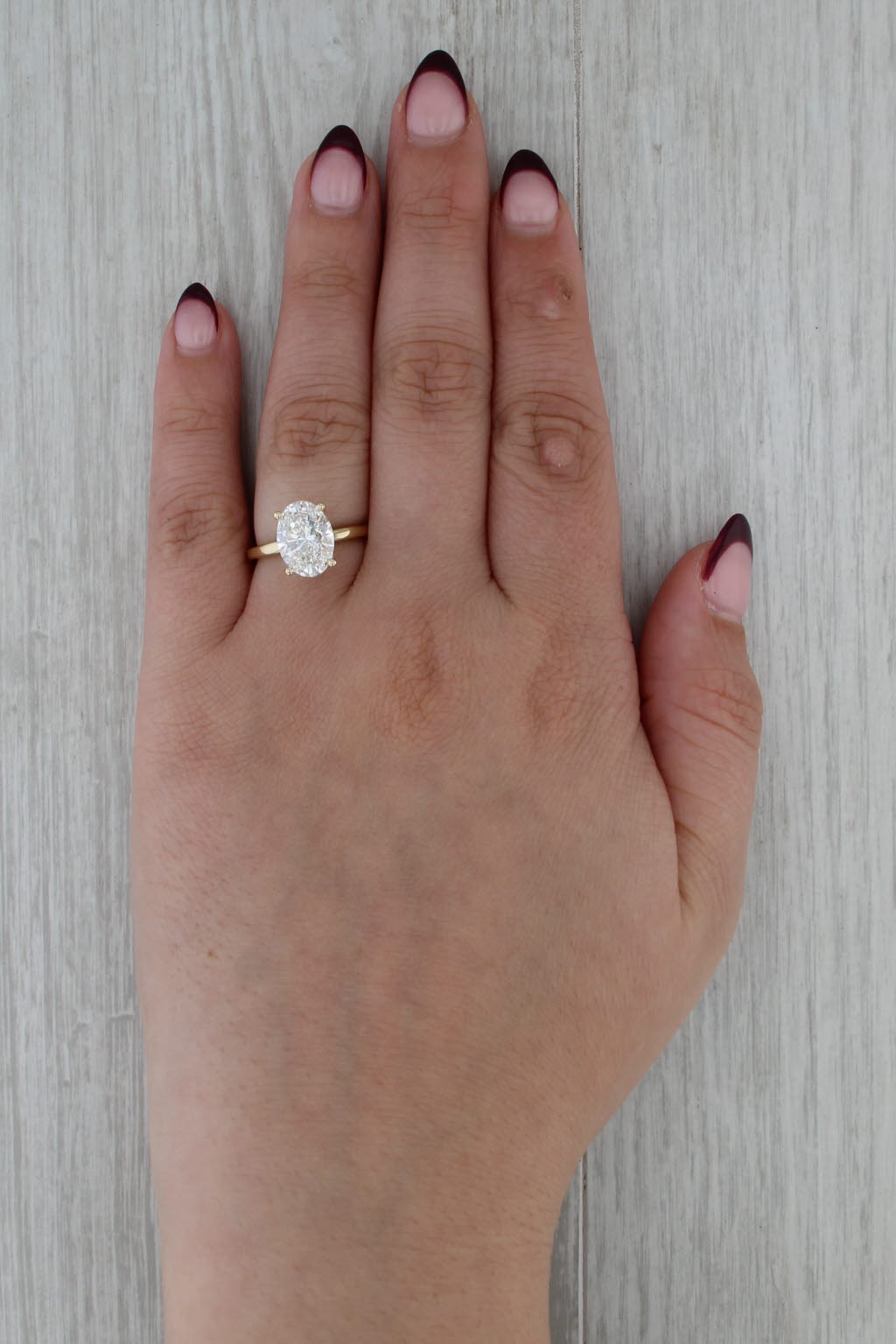 New IGI 3.09ctw Oval Halo Lab Grown Diamond Engagement Ring 14k Yellow Gold