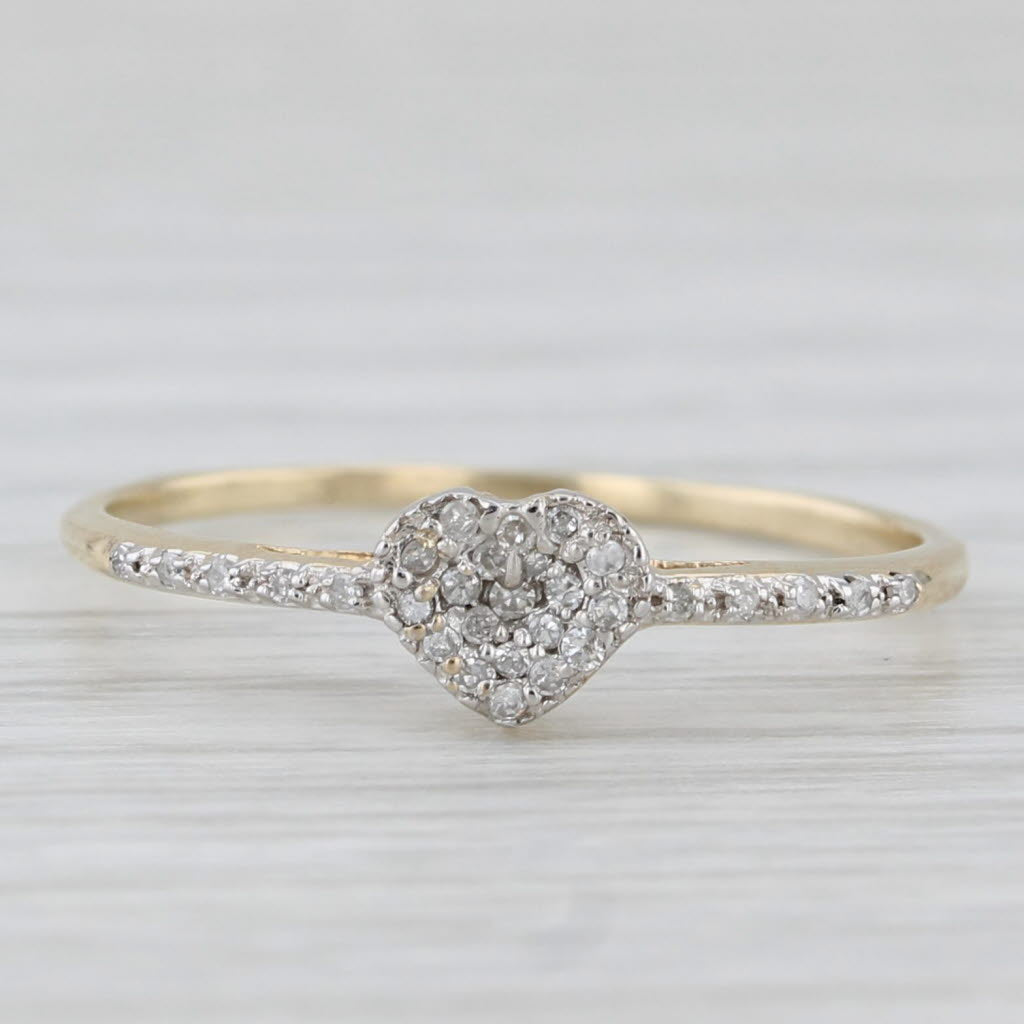 Light Gray 0.10ctw Small Diamond Heart Ring 10k Yellow Gold Size 7 Promise